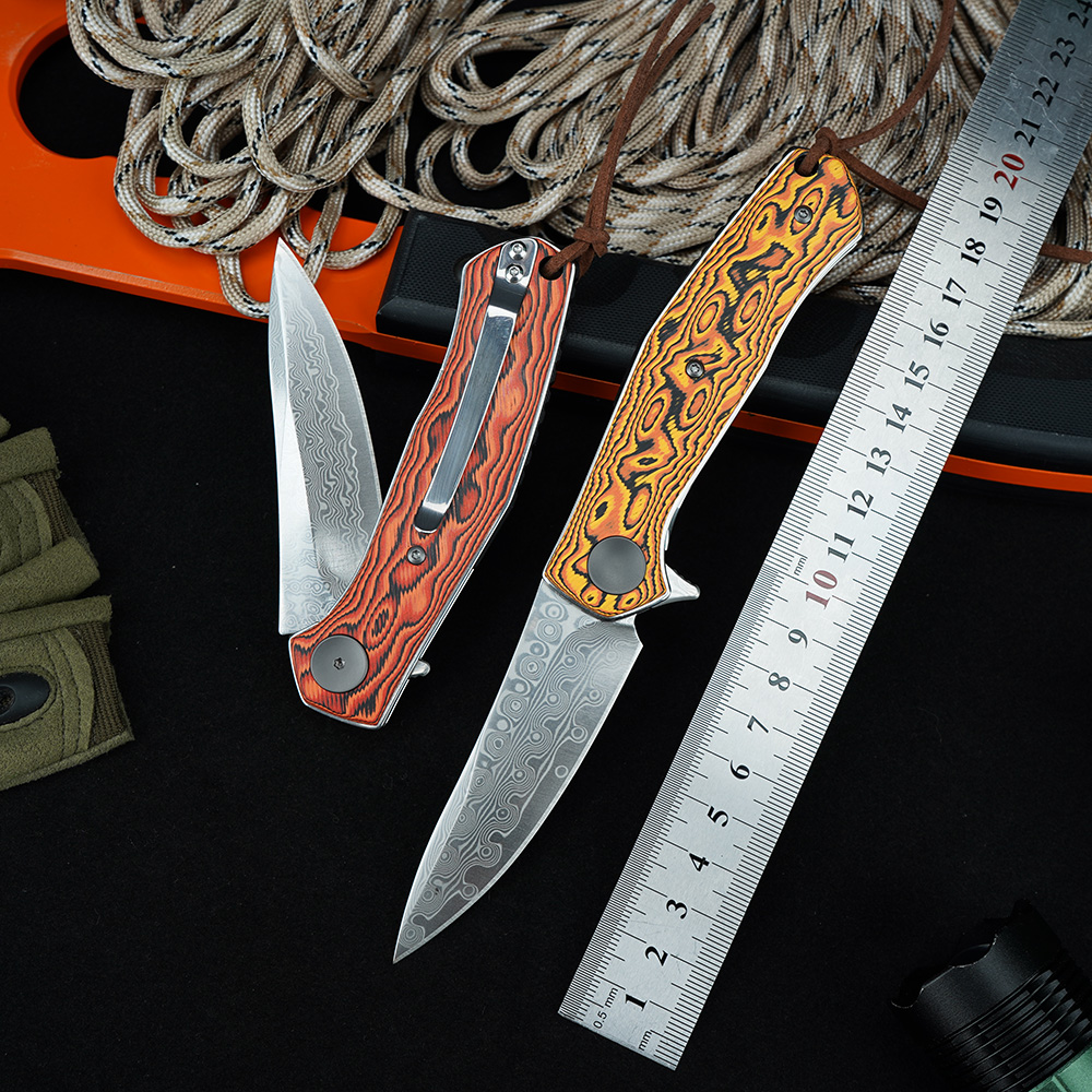 Edc Carry For Men - KS 4020 Damascus Knife Portable Camping