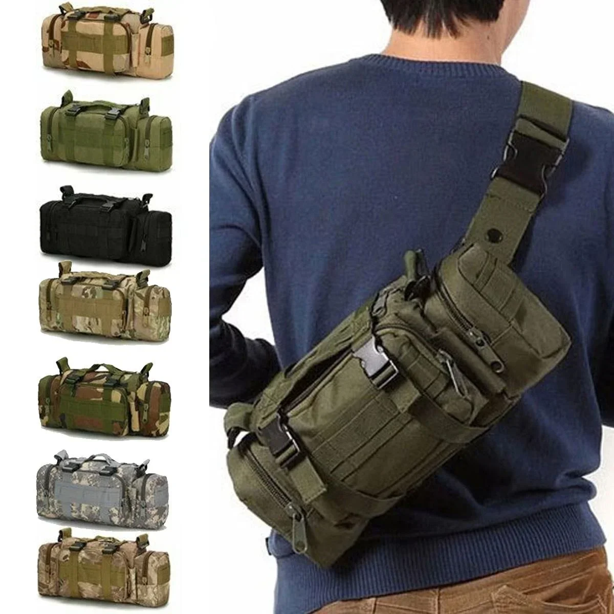Edc Carry For Men - Duffel Waist Bag Molle Waterproof Fanny