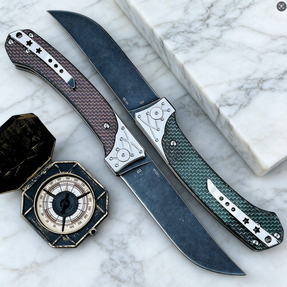 D2 Steel Folding Knife with Ca – Edc Every Day Carry おもちゃ recenzja i cena
